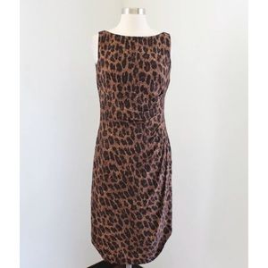 RALPH LAUREN SLEEVELESS LEOPARD PRINT SHEATH DRESS